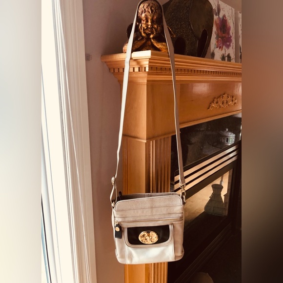 Emma Fox, Beige, Black, Cream, Soft Leather Crossbody Bag, GUC - Picture 3 of 15